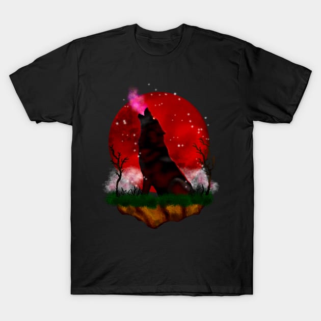 Wolf Howling T-Shirt by Tebscooler